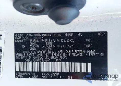 2021 Toyota Highlander Xse из США, поврежденный, VIN 5TDJZRBH4MS124941